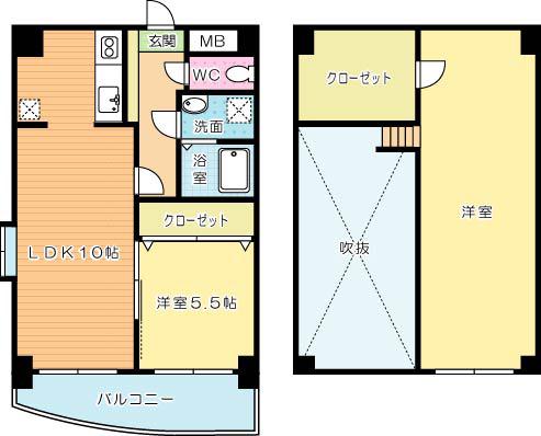 ボヌール小倉(1SLDK/11階)の間取り写真