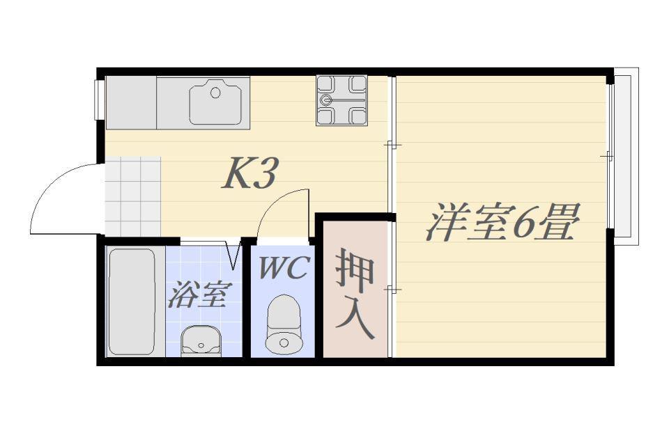 ポプラハイツ(1K/2階)の間取り写真
