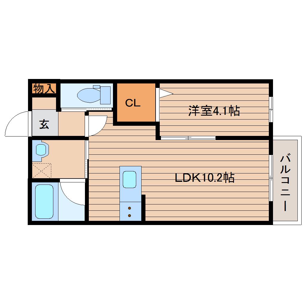 渡幸ベルメゾンDOG&CATV(1LDK/1階)の間取り写真