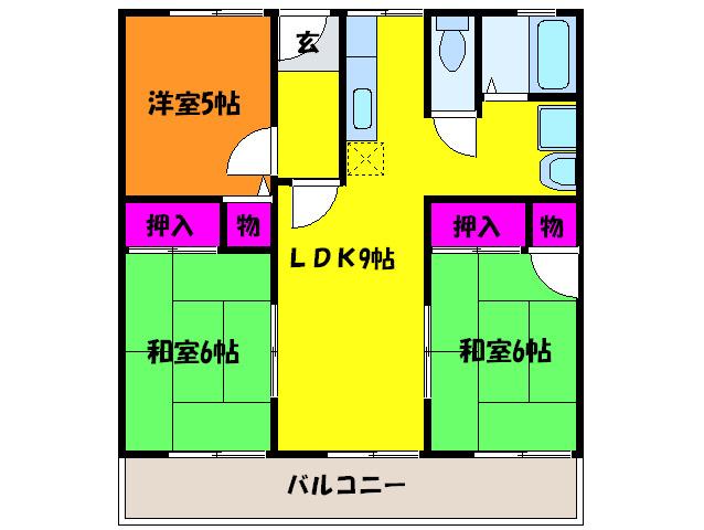 ソレイユA(3LDK/2階)の間取り写真