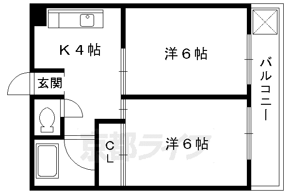 メゾンLEE(2K/4階)の間取り写真