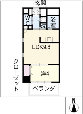 ホワイト・ウィステリア(1LDK/7階)の間取り写真