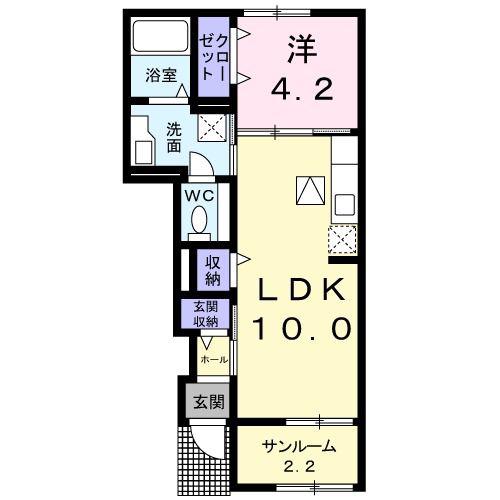 フェリシア(1LDK/1階)の間取り写真