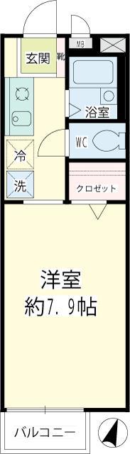サンクレスト(1K/2階)の間取り写真