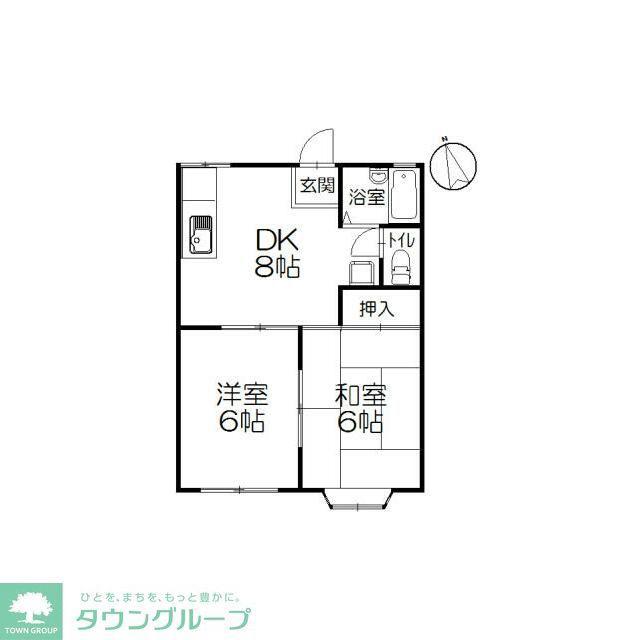 湘南コーポB棟(2DK/1階)の間取り写真