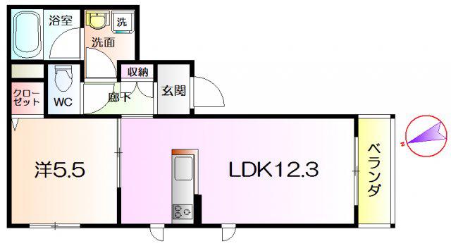 SHAMAISON LEONE(1LDK/2階)の間取り写真