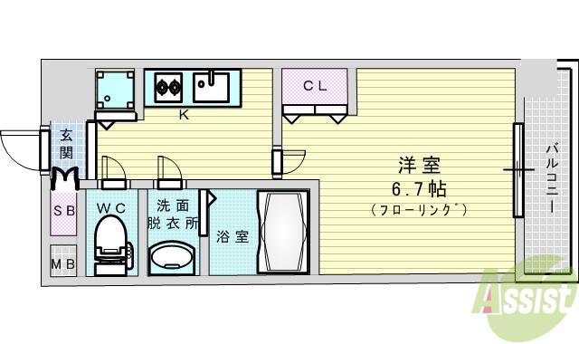 べラジオ新大阪北(1K/3階)の間取り写真