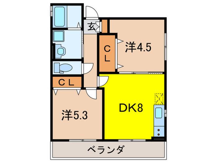  ベルク魚崎(2DK/2階)の間取り写真