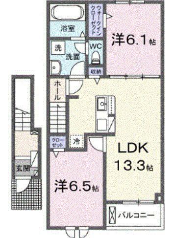 R.N.P レジデンスW I(2LDK/2階)の間取り写真