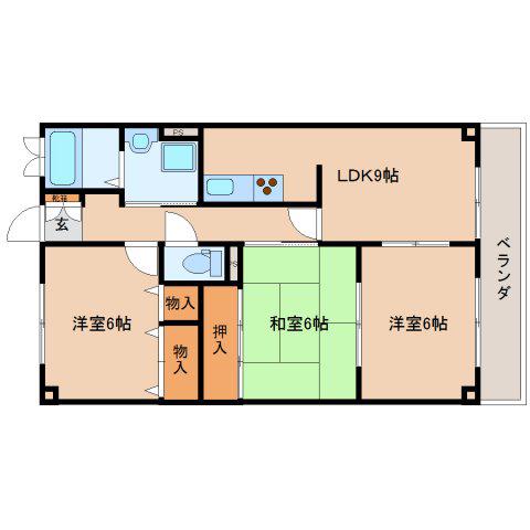 ライブリー州見(3LDK/3階)の間取り写真