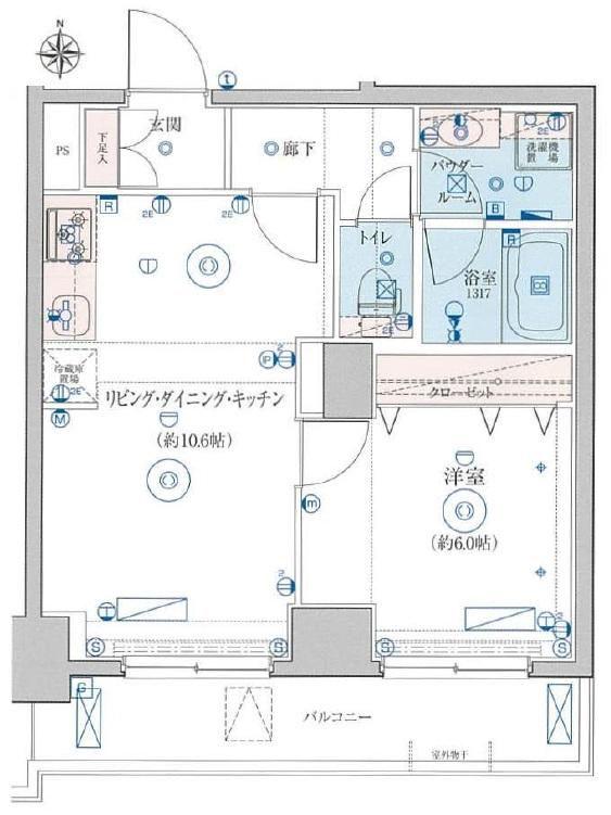 LEXE東京ノース II(1LDK/1階)の間取り写真