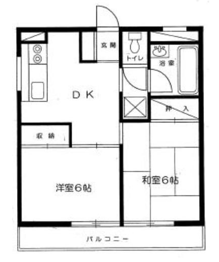 シャンボール新宿(2DK/4階)の間取り写真