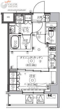 セジョリ横浜鶴見ノース(1DK/4階)の間取り写真