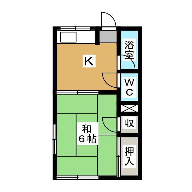 緑荘(1K/2階)の間取り写真