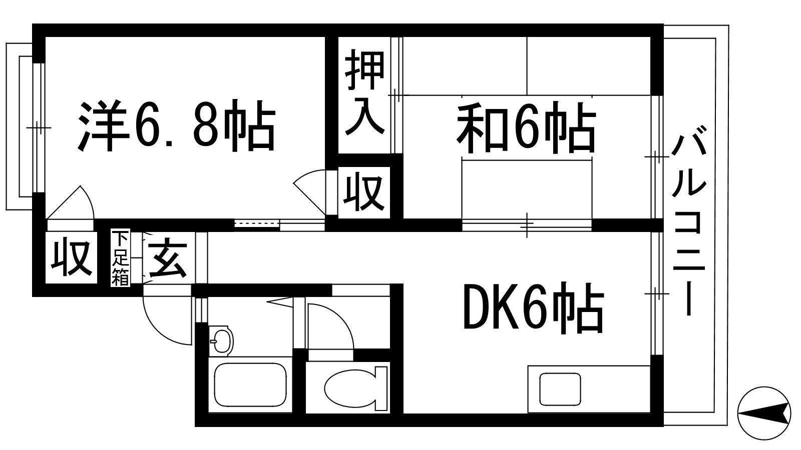 メゾンドソレイユ(2DK/2階)の間取り写真