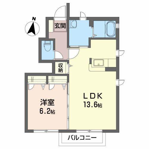 シャーメゾンさくらB棟(1LDK/1階)の間取り写真