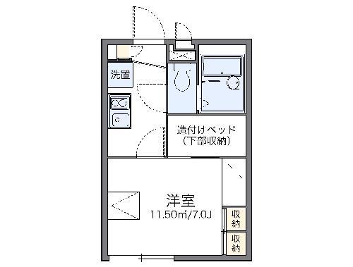 レオパレスエクセラン(1K/1階)の間取り写真