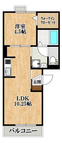 VILLE BLANC(1LDK/2階)の間取り写真