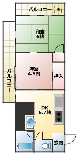 マンション第3松戸(2DK/4階)の間取り写真