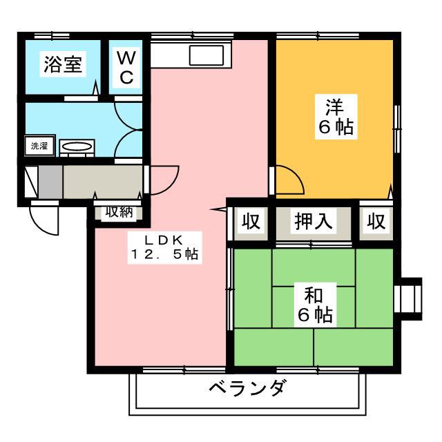 ベルコート(2LDK/2階)の間取り写真