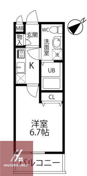 カーサクレスト清水I(1K/2階)の間取り写真