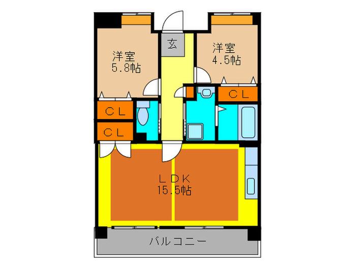 OPH新千里西町1号棟(2LDK/7階)の間取り写真