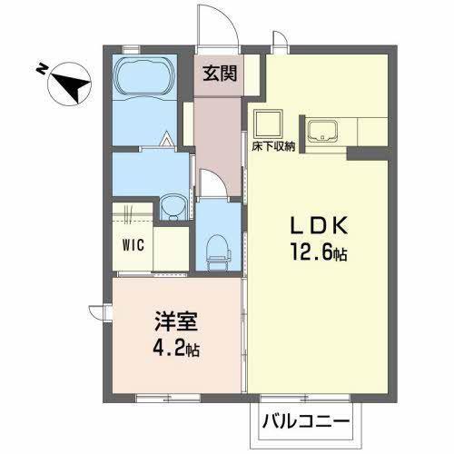 ジャクリンコート(1LDK/1階)の間取り写真
