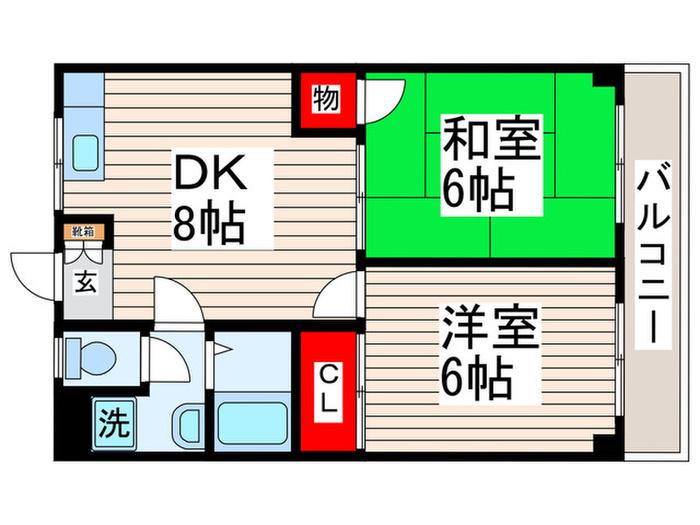 アーバンハイツ西葛西(2DK/4階)の間取り写真