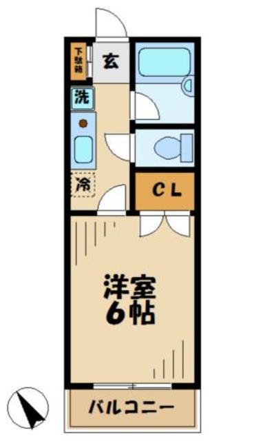 アプリコットハイムB(1K/2階)の間取り写真