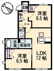 ガーデンスクエアA(2LDK/1階)の間取り写真