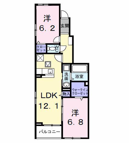 エススタイル リュクス(2LDK/1階)の間取り写真
