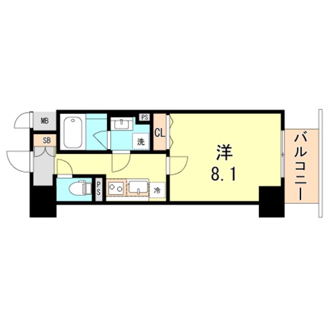 ボンニー元町(1K/7階)の間取り写真