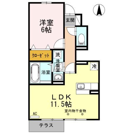 D-ROOM大樹(1LDK/1階)の間取り写真