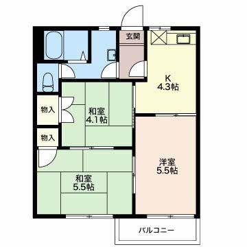 コーポ高畑 B(3K/2階)の間取り写真