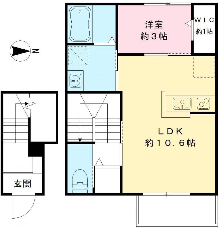 BELLE JIANG II(1LDK/2階)の間取り写真