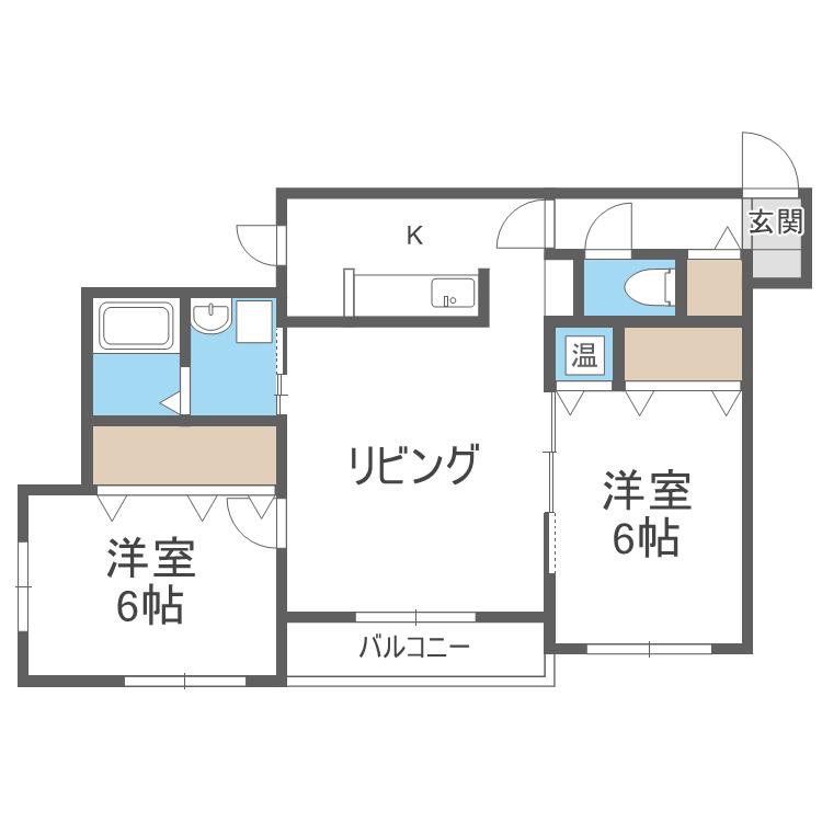 グランディール伏見(2LDK/4階)の間取り写真