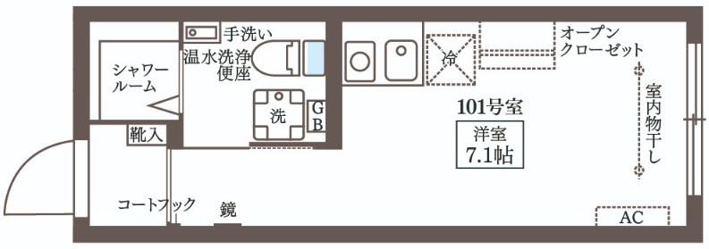 COCOCUBE大井町II(ワンルーム/1階)の間取り写真