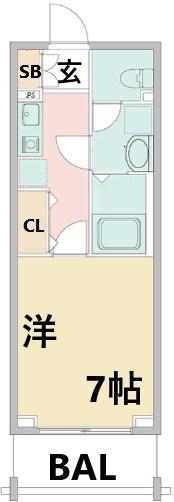 グランカーサ緑地公園(1K/2階)の間取り写真
