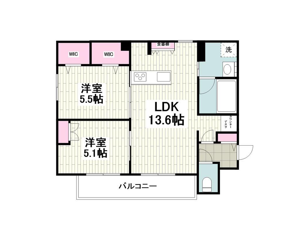 フィールドヴィレッジ横濱桜木町(2LDK/1階)の間取り写真