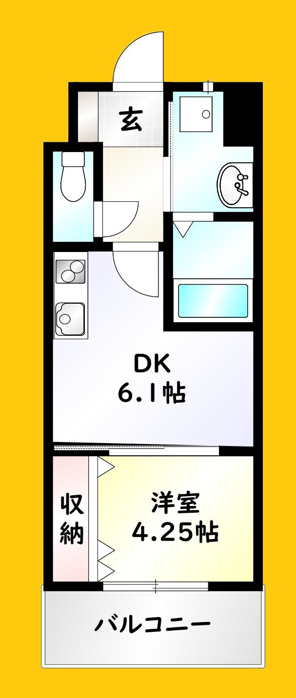 オーヴィジョンクラス浅香通(1DK/3階)の間取り写真