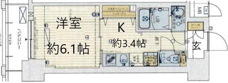 セオリー神戸アネシア(1K/2階)の間取り写真