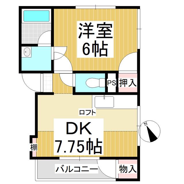 プレメゾン9大川(1DK/2階)の間取り写真