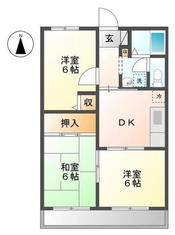 リバーサイドパレス(3DK/2階)の間取り写真
