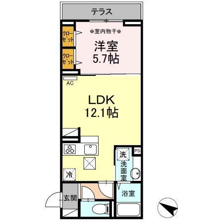 セレスティア北烏山(1LDK/1階)の間取り写真