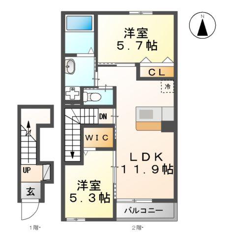 LE GRAND Y (2LDK/2階)の間取り写真