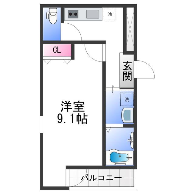 フジパレス泉佐野駅西I番館(1K/3階)の間取り写真