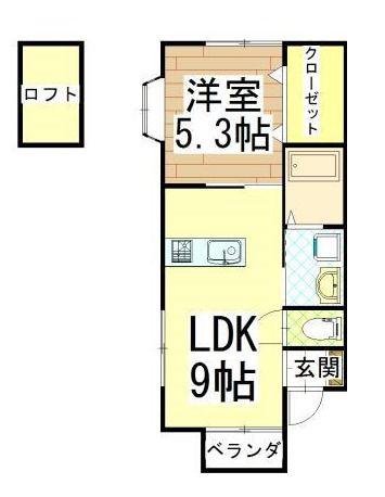 ユミール・マリンII(1LDK/2階)の間取り写真