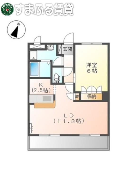 アーバンコートT.B棟(1LDK/2階)の間取り写真