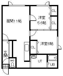 マンションSEED2(2LDK/2階)の間取り写真