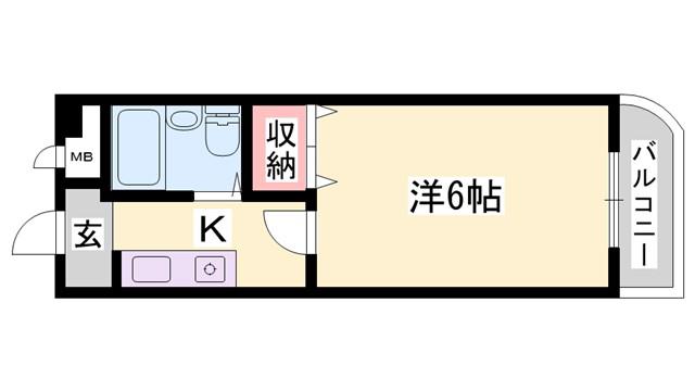 ジュネス高砂III(1K/1階)の間取り写真